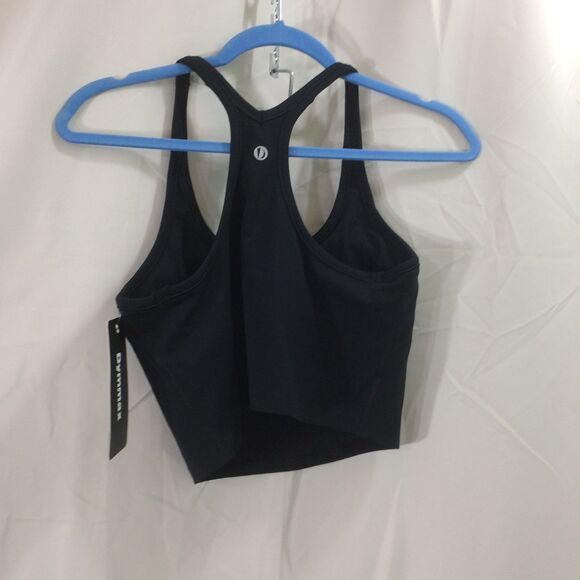 Dymmax Yoga Bra Tank Top Black Size Large NWT Racerback Padded Nylon Stretch - Picture 2 of 7